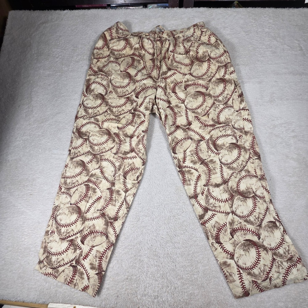 Austin Clothing Co Pajama Pants Mens XL Beige Baseball Pockets Cotton Lounge